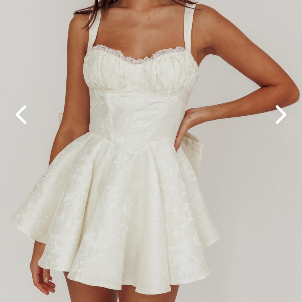 All To You Jacquard Bow Romper White - Picture 3 of 5